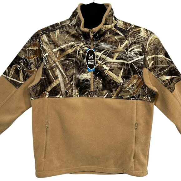 Columbia Men's PHG Fleece Pullover Sweater Size M-XXL Tan-Camo Print Mid-weight - Picture 3 of 9